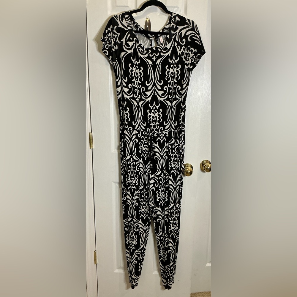 Dolls Kill Black and White Patterned Jumpsuit